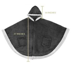 Poncho Hooded Blanket Wrap with Pockets Sherpa Fleece