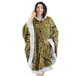 Poncho Hooded Blanket Wrap with Pockets Sherpa Fleece