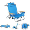 Outdoor Portable Folding Beach Chair with wooden armrest