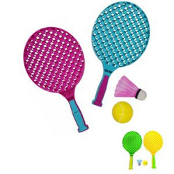 Tennis Racket Set With Sponge Ball & Bounce Shuttlecock Kit