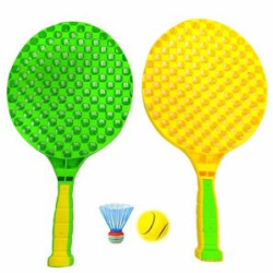 Tennis Racket Set With Sponge Ball & Bounce Shuttlecock Kit