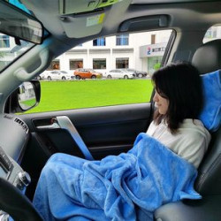 2 In 1 Fleece Travel Blanket W/ Stuffable Pillowcase