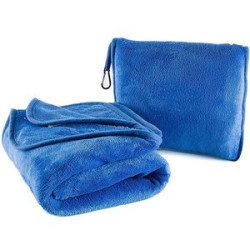2 In 1 Fleece Travel Blanket W/ Stuffable Pillowcase