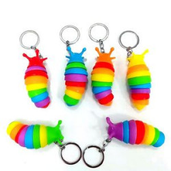 Caterpillar squishy stress reliever keychain with closure