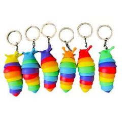Caterpillar squishy stress reliever keychain with closure