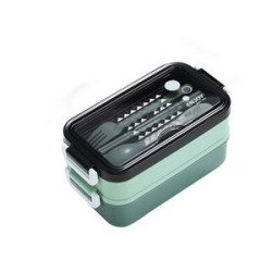 PP Double Decker Lunch Box with Utensils