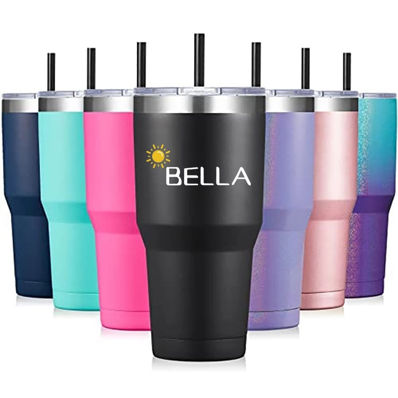 30Oz Stainless Steel Tumbler Insulated Cup With Lid & Straw