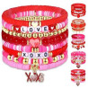Acrylic Plastic Pink heart pendant beaded bracelet