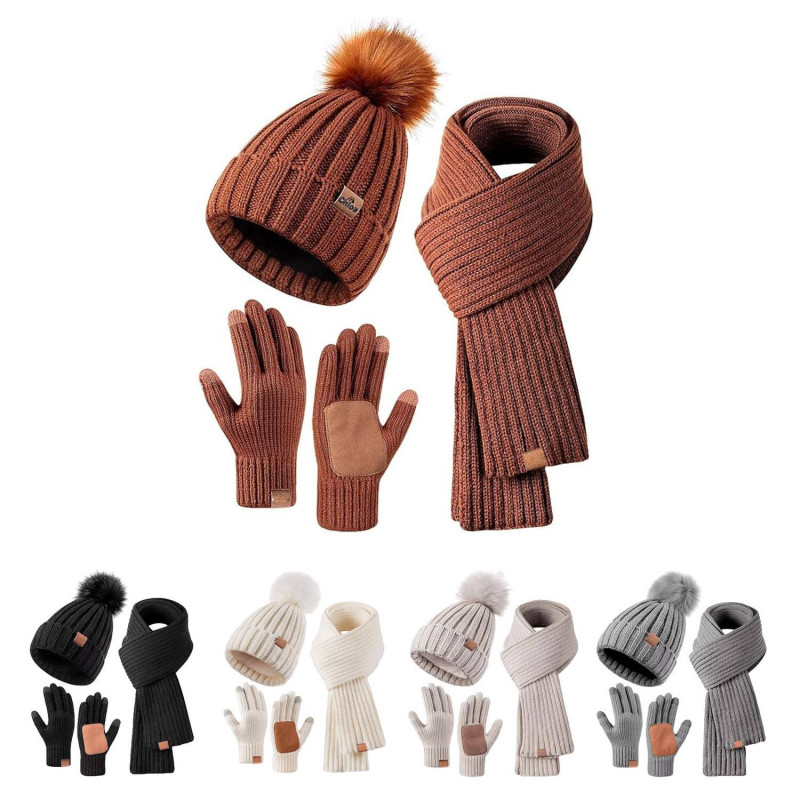 Customizable Beanie Hat Scarf Gloves Set
