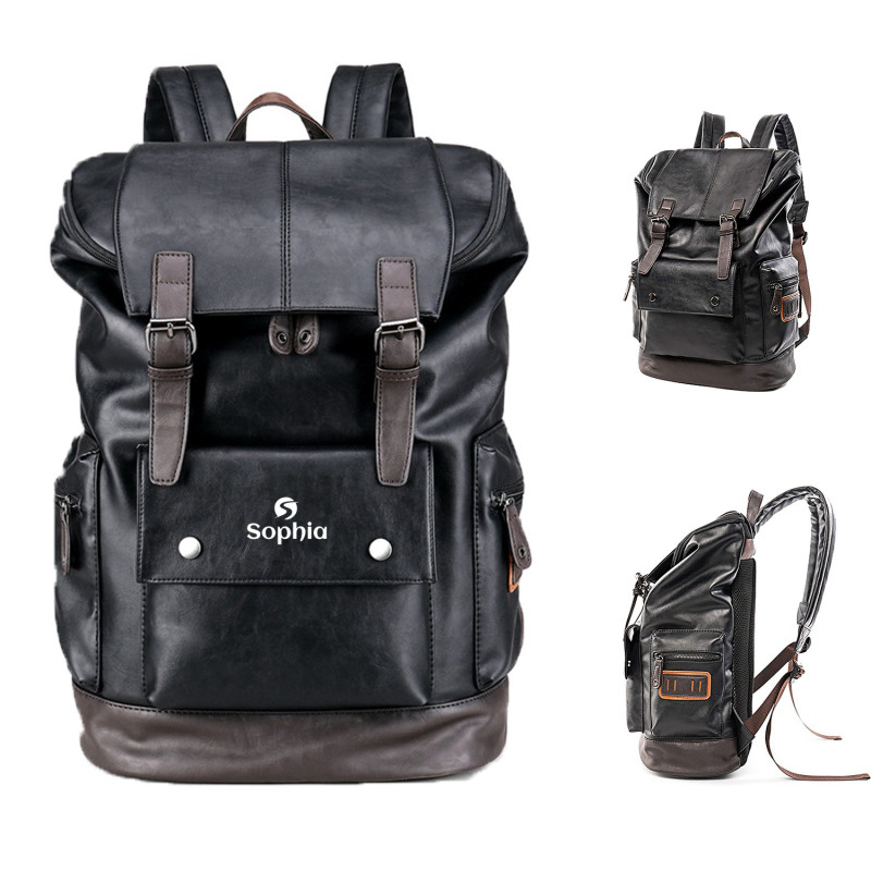 Vintage PU Leather Backpack for Men
