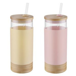 12Oz Glass Tumbler With Straw And Lid
