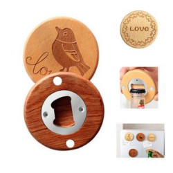 Wooden Bottle Opener W/Refrigerator Magnets