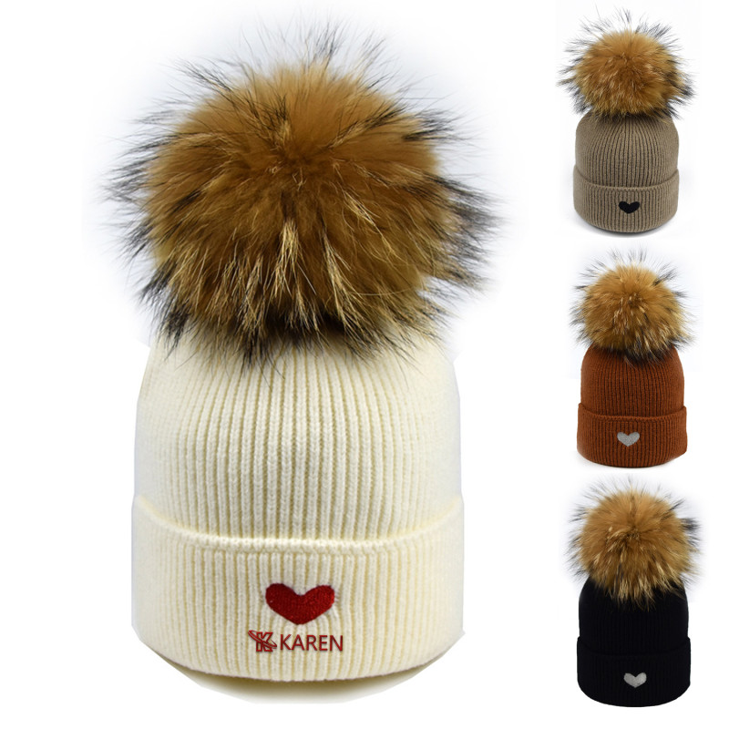 Thermal Winter Beanie Hairball Hedging Cap Knitted Hat