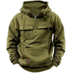 Men's Casual Zip Double Pocket Hooded Sweatshirt