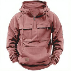 Men's Casual Zip Double Pocket Hooded Sweatshirt