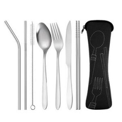 Camping Silverware Reusable Utensils Set with Case