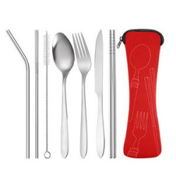 Camping Silverware Reusable Utensils Set with Case