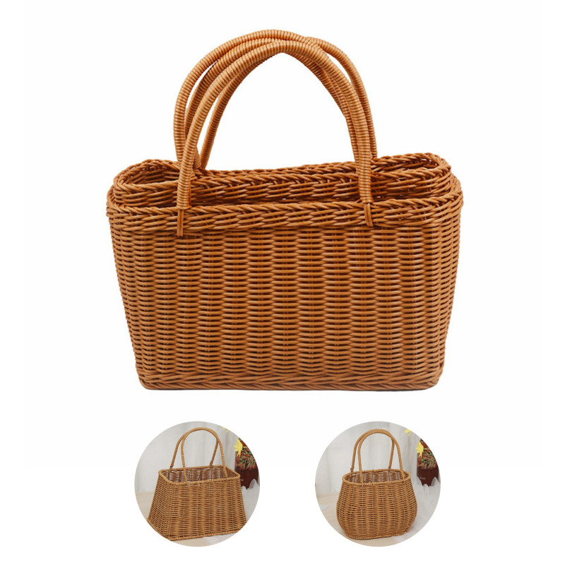 Rattan Grocery Woven Picnic Basket With Handle