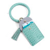 PU Leather Tassel Bracelet ID Credit Cards Holder Keychain