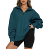 Womens Oversized Half Zip Pullover Long Sleeve Sweatshirt