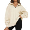 Womens Oversized Half Zip Pullover Long Sleeve Sweatshirt