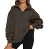 Womens Oversized Half Zip Pullover Long Sleeve Sweatshirt