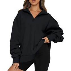 Womens Oversized Half Zip Pullover Long Sleeve Sweatshirt