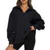 Womens Oversized Half Zip Pullover Long Sleeve Sweatshirt