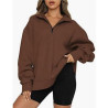 Womens Oversized Half Zip Pullover Long Sleeve Sweatshirt
