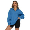 Womens Oversized Half Zip Pullover Long Sleeve Sweatshirt