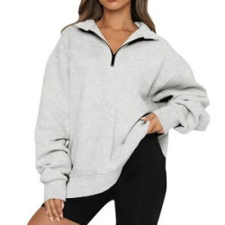 Womens Oversized Half Zip Pullover Long Sleeve Sweatshirt