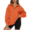 Womens Oversized Half Zip Pullover Long Sleeve Sweatshirt