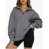 Womens Oversized Half Zip Pullover Long Sleeve Sweatshirt