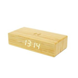 5W Wireless Charging Bamboo LED Alarm Clock