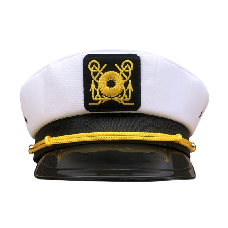 White Adjustable Embroidered Navy Hat