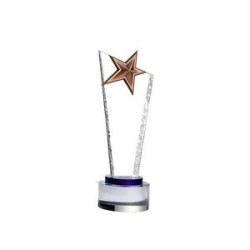 Engraved Crystal Trophy With Star On Top