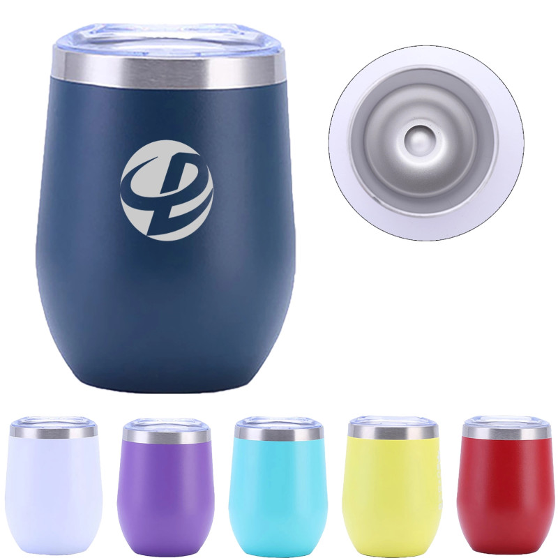 12 OZ Engraved Stainless Steel Wine Cup with Lid Can Cooler