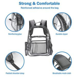 See Through Backpacks Transparent Clear Heavy-Duty Bookbag