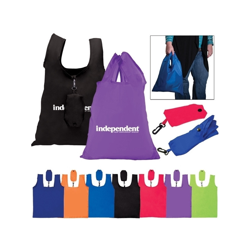 Large Reusable Polyester Folding Grocery Tote Bag