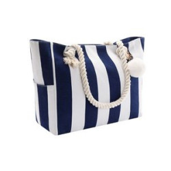 Large Canvas Striped Beach Bag