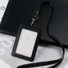 Genuine Leather Id Badge Holder With Retractable Lanyard