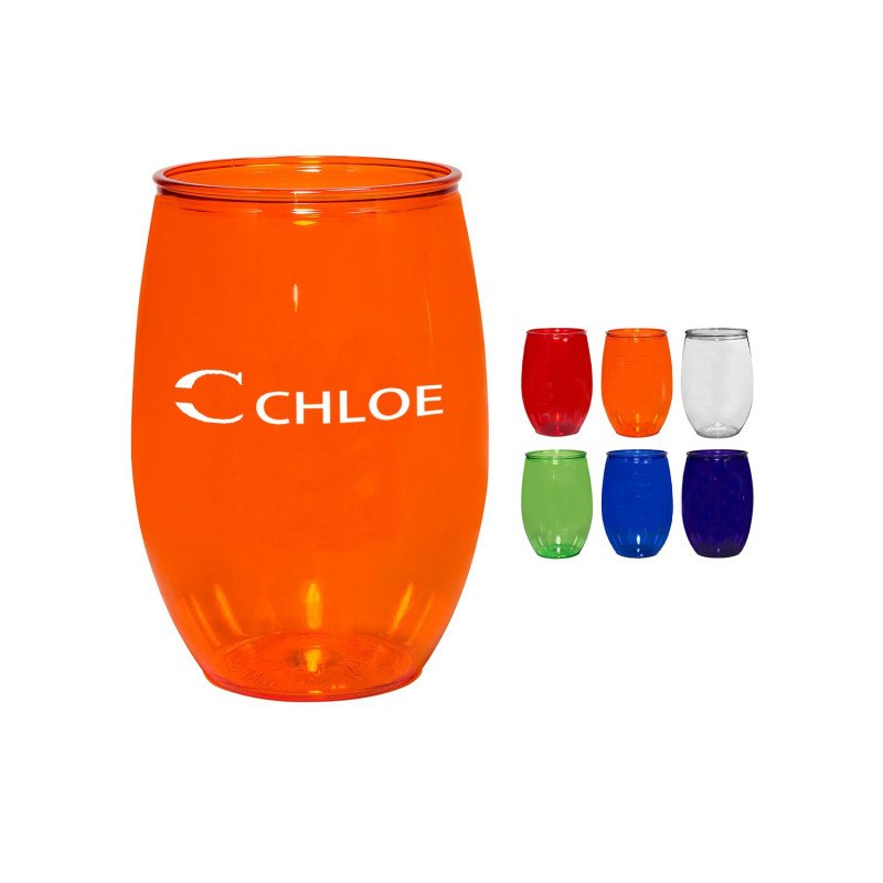 16 Oz. Plastic Stemless Wine Glass