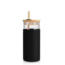 18 Oz Glass Tumbler With Bamboo Lid