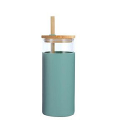 18 Oz Glass Tumbler With Bamboo Lid