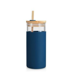 18 Oz Glass Tumbler With Bamboo Lid