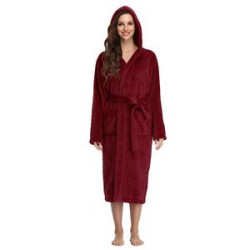 Flannel Hooded Kimono Bath Robe Gown