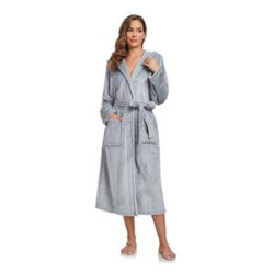 Flannel Hooded Kimono Bath Robe Gown