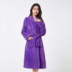 Flannel Hooded Kimono Bath Robe Gown