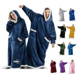 Ovesized Wearable Blanket Hoodie Long Sherpa Fleece