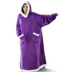 Ovesized Wearable Blanket Hoodie Long Sherpa Fleece
